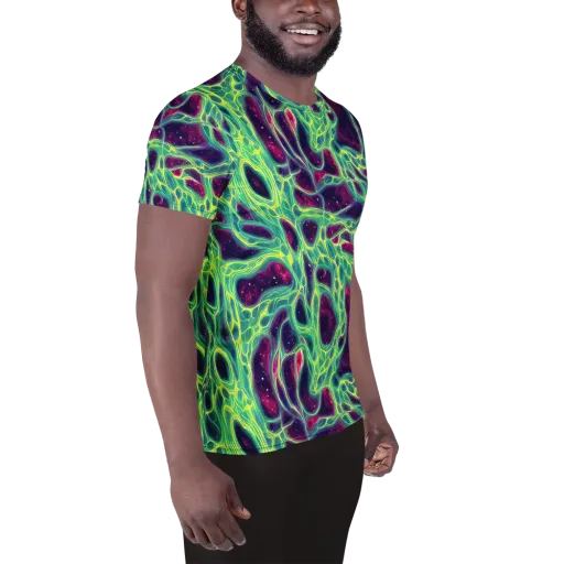 Luminous Synapse on a Men's Athletic T-Shirt