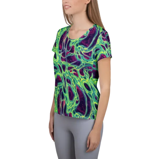 Luminous Synapse on a Women's Athletic T-Shirt