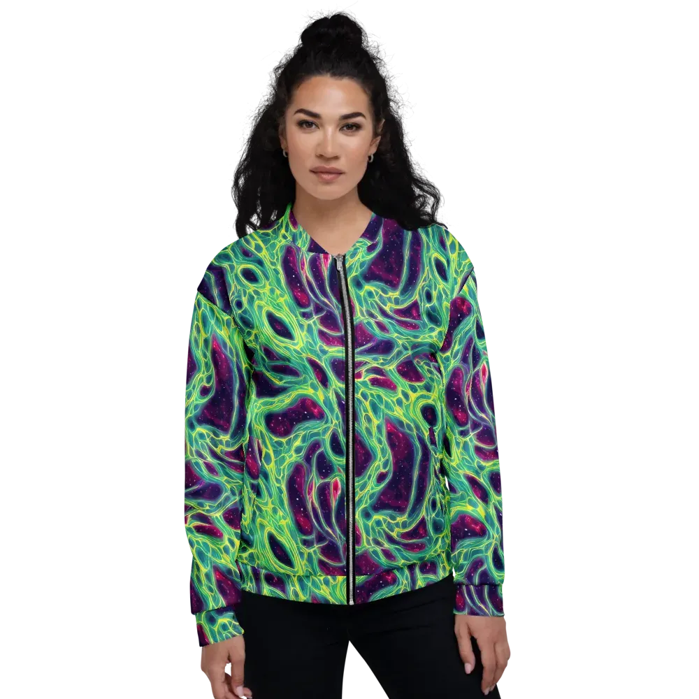 Luminous Synapse on Bomber Jacket — Front