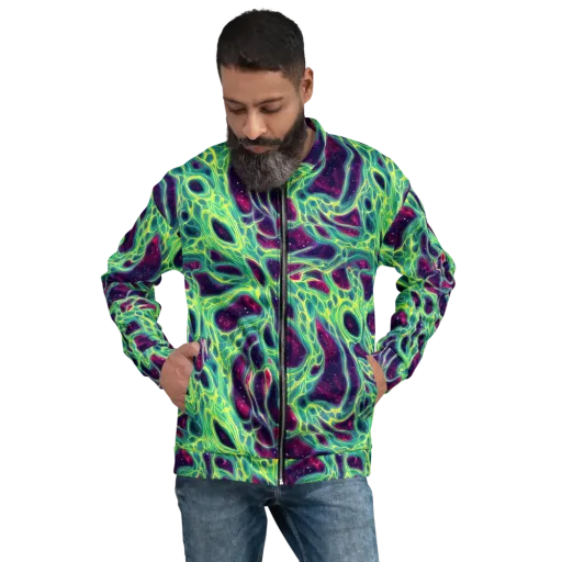 Luminous Synapse on a Bomber Jacket