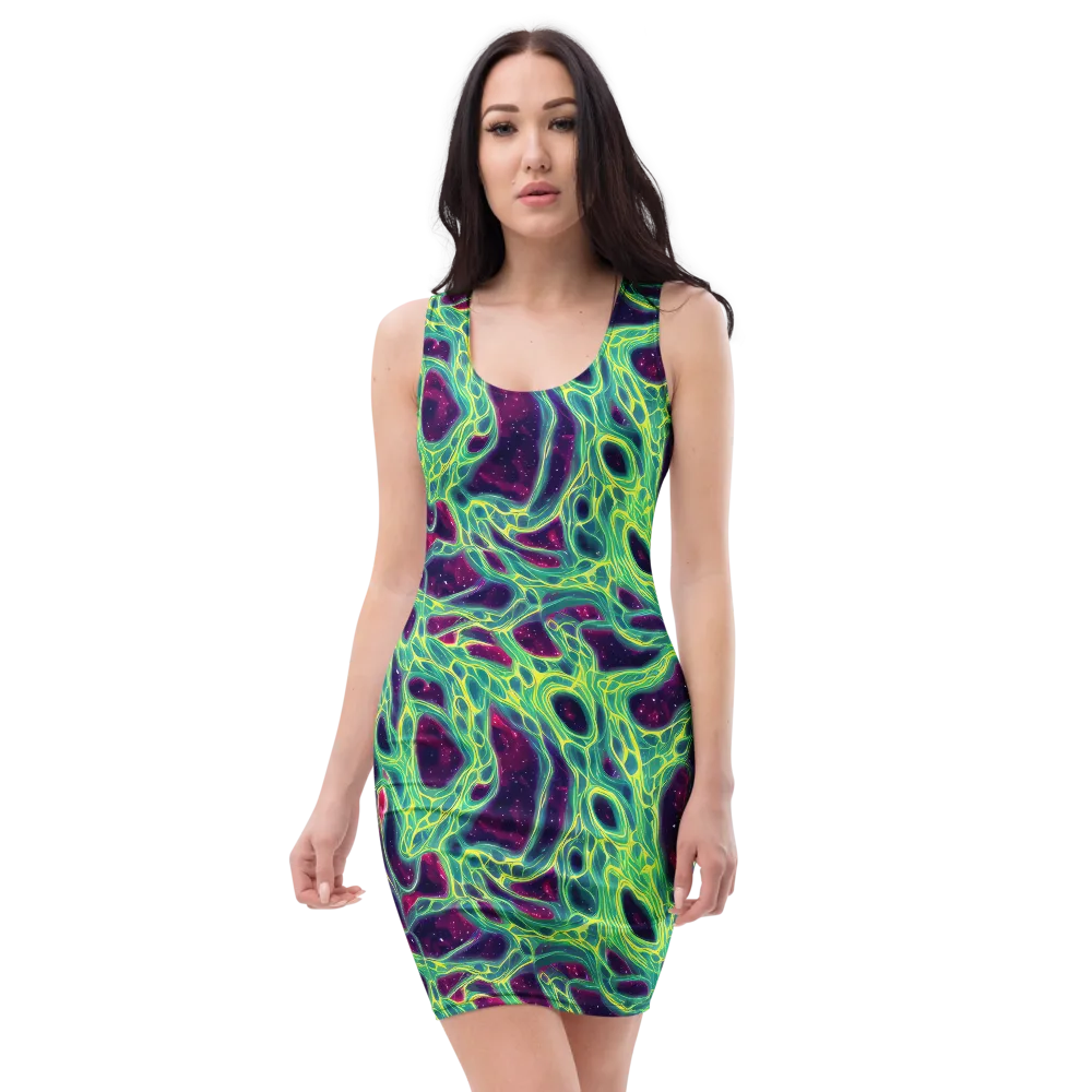 Luminous Synapse on Bodycon Dress — Front