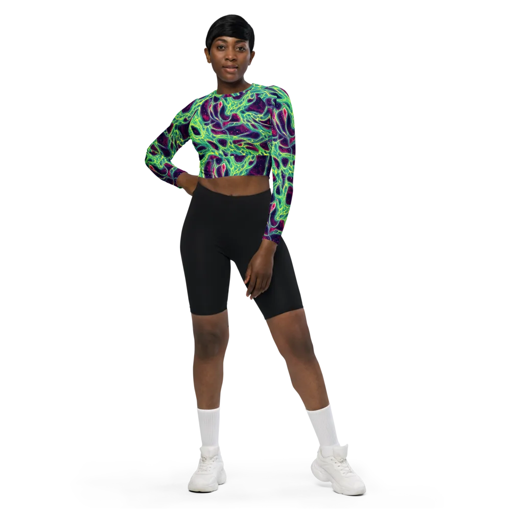 Luminous Synapse on Long Sleeve Crop Top — Front