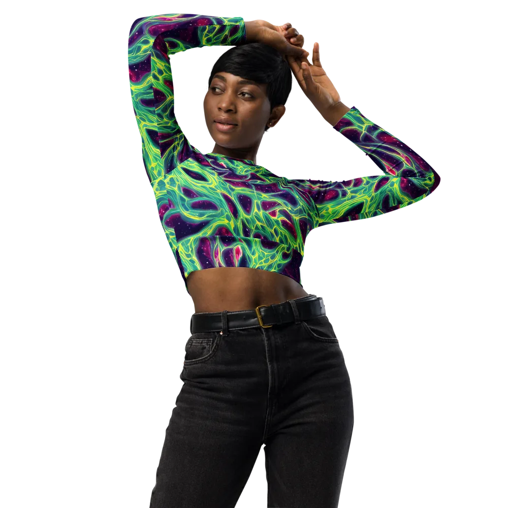 Luminous Synapse on Long Sleeve Crop Top — Front