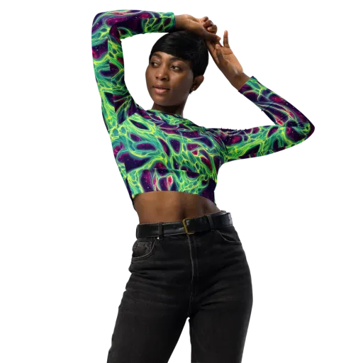 Luminous Synapse on a Long Sleeve Crop Top