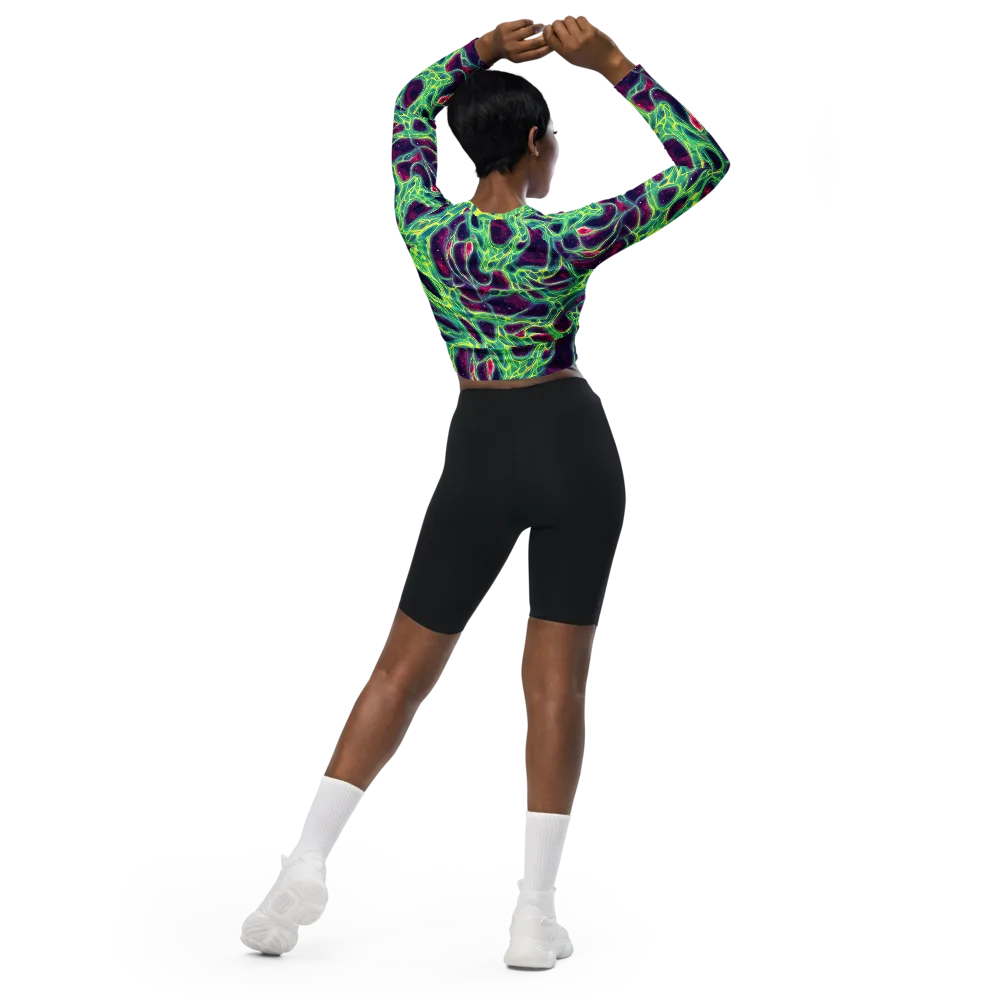 Luminous Synapse on Long Sleeve Crop Top — Back