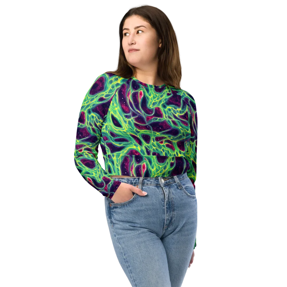 Luminous Synapse on Long Sleeve Crop Top — Front