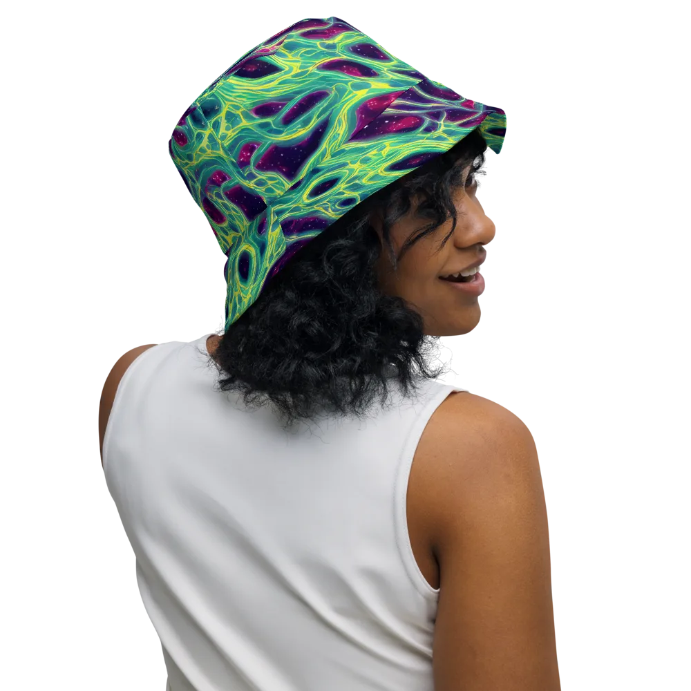 Luminous Synapse on Reversible Bucket Hat — Right Outside