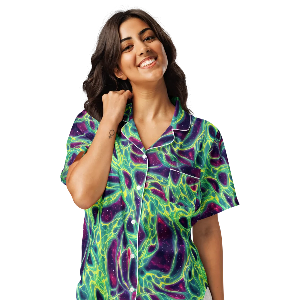 Luminous Synapse on Women's Short Sleeve Pajama Top — Front