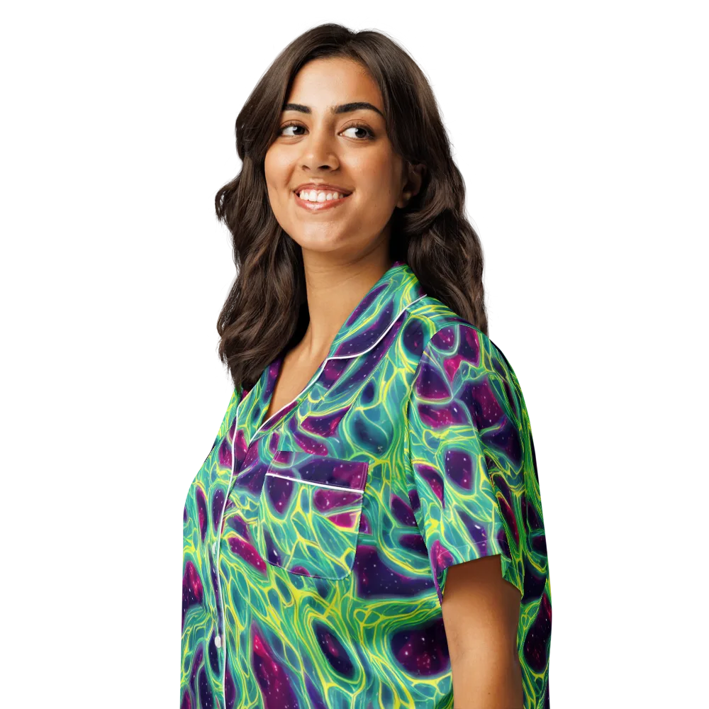 Luminous Synapse on Women's Short Sleeve Pajama Top — Left Front