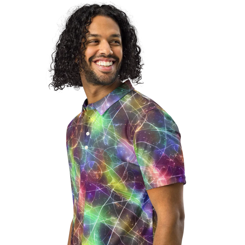 Shattered Starlight on Men's Slim Fit Polo Shirt — Left Front