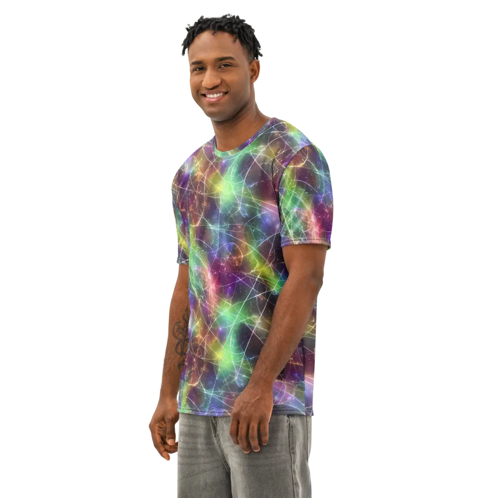 Shattered Starlight on Men's Cotton Crew Neck T-Shirt — Left Front