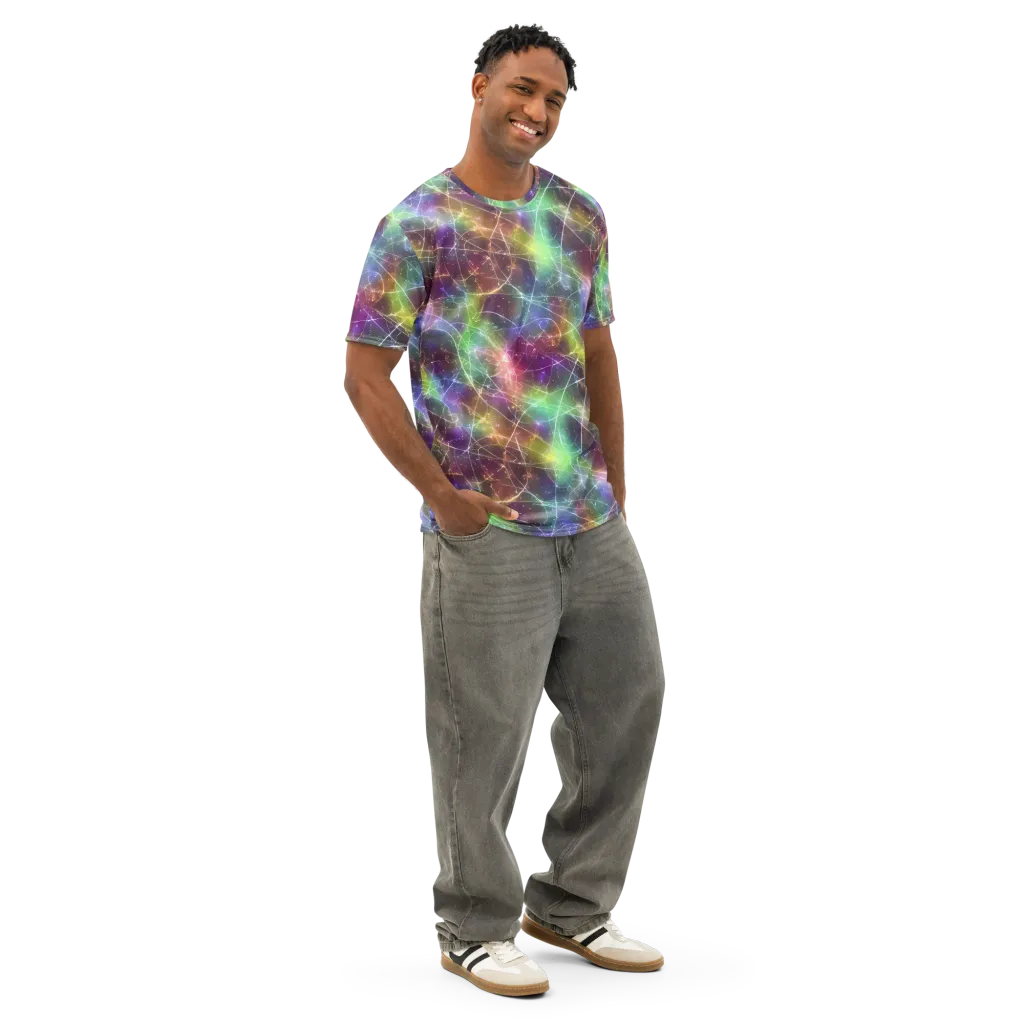 Shattered Starlight on Men's Cotton Crew Neck T-Shirt — Right Front