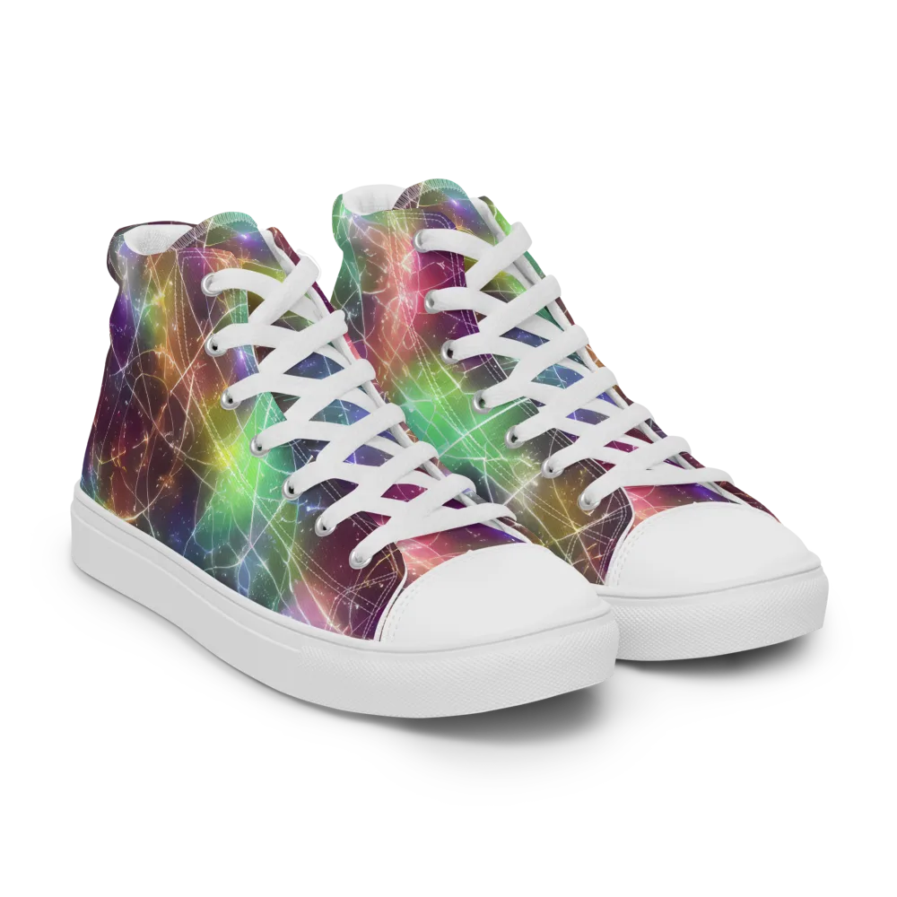 Shattered Starlight on Men's High Top Canvas Shoes — Right Front