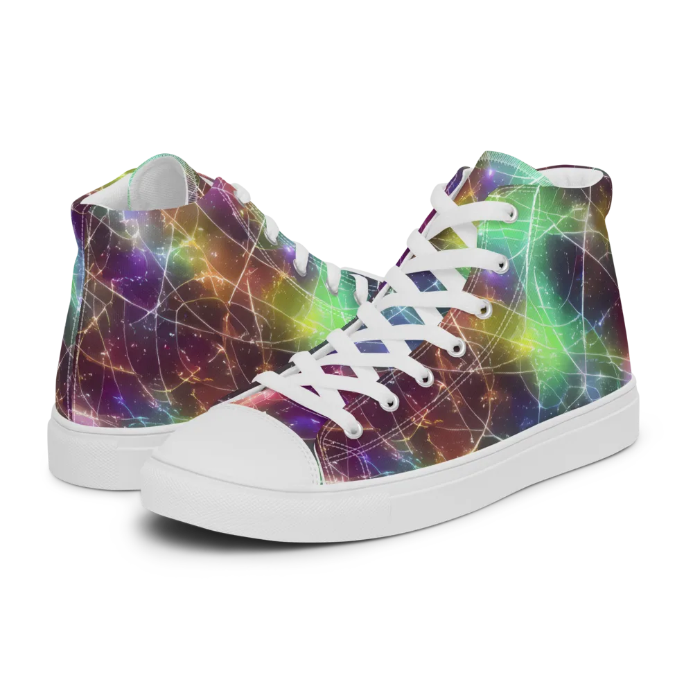 Shattered Starlight on Men's High Top Canvas Shoes — Left