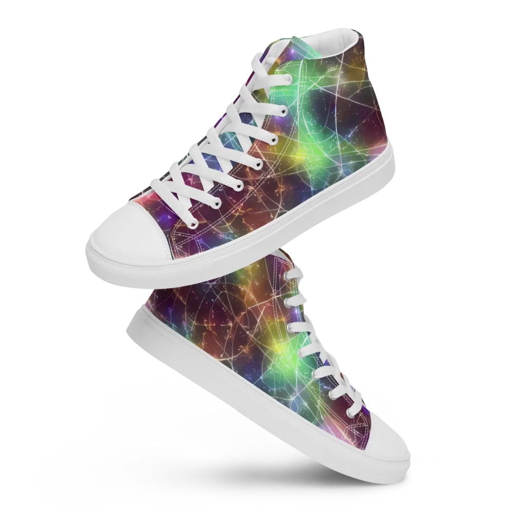 Shattered Starlight on Men's High Top Canvas Shoes — Front