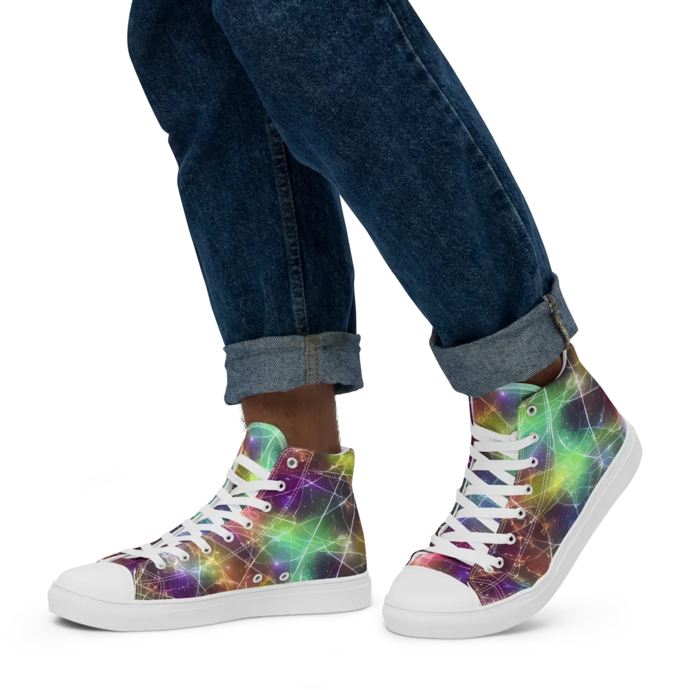 Shattered Starlight on Men's High Top Canvas Shoes — Left