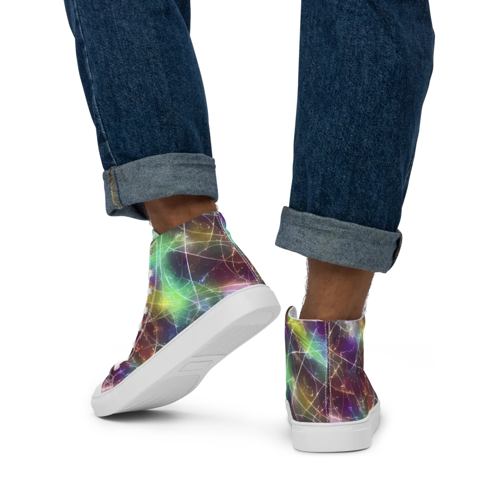 Shattered Starlight on Men's High Top Canvas Shoes — Back