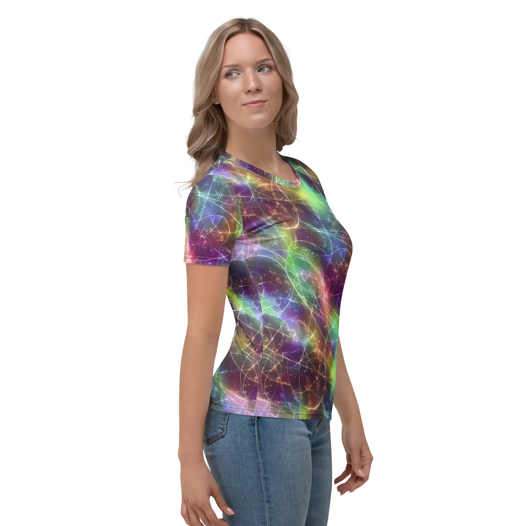Shattered Starlight on Women's Crew Neck T-Shirt — Right