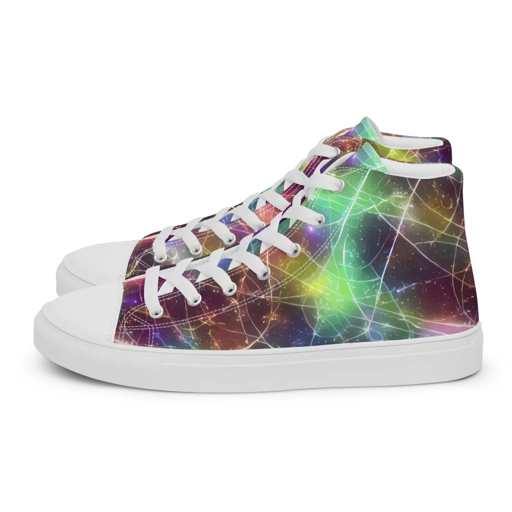Shattered Starlight on Women's High Top Canvas Shoes — Left
