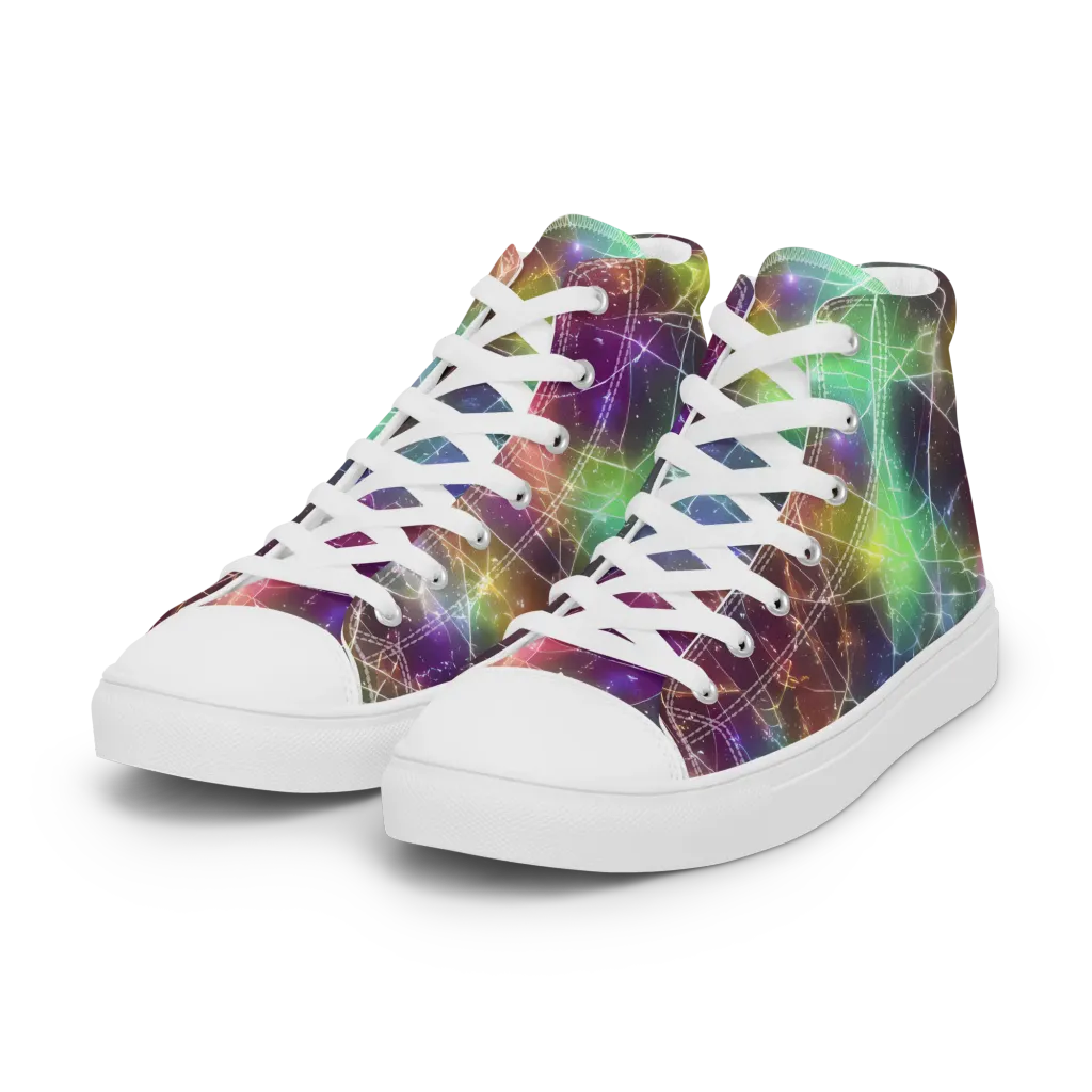 Shattered Starlight on Women's High Top Canvas Shoes — Left Front