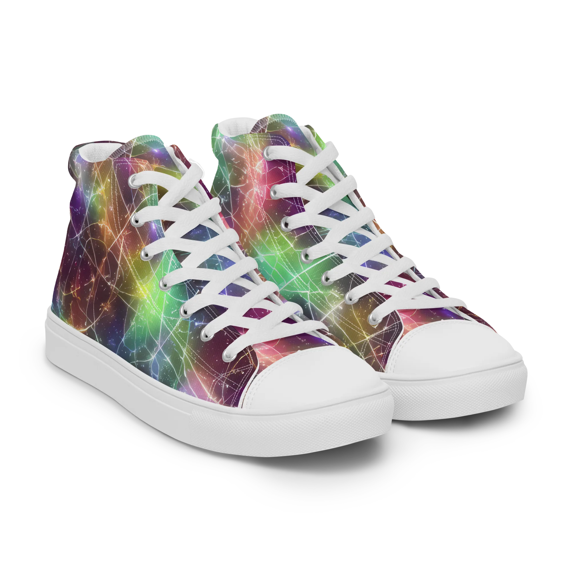 Shattered Starlight on Women's High Top Canvas Shoes — Right Front