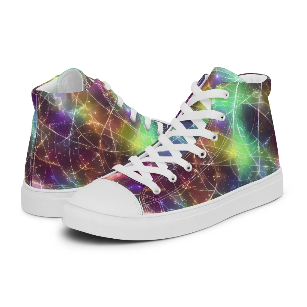 Shattered Starlight on Women's High Top Canvas Shoes — Left