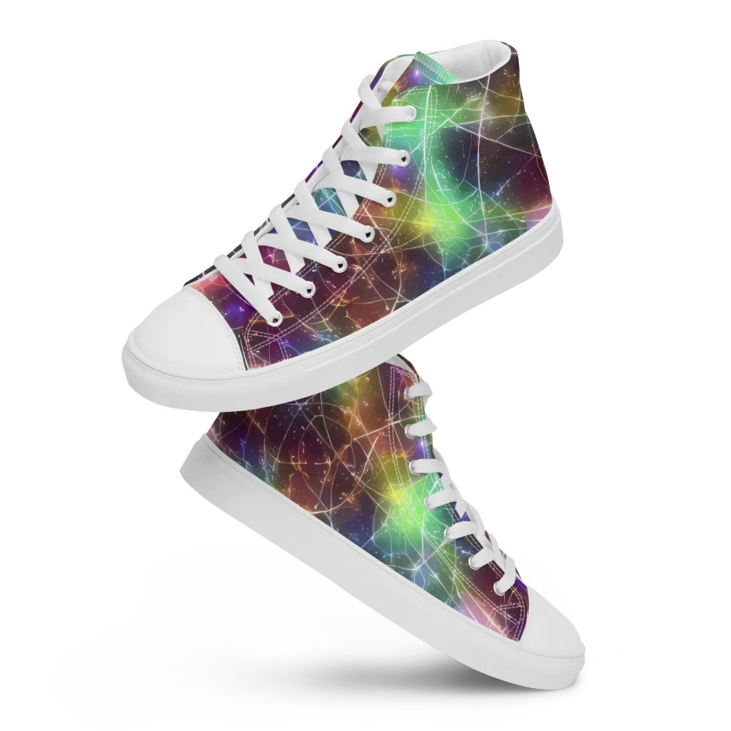 Shattered Starlight on Women's High Top Canvas Shoes — Front