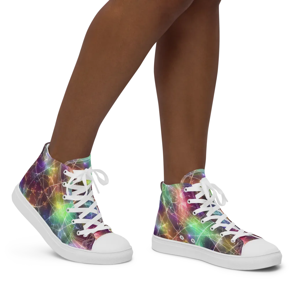 Shattered Starlight on Women's High Top Canvas Shoes — Right