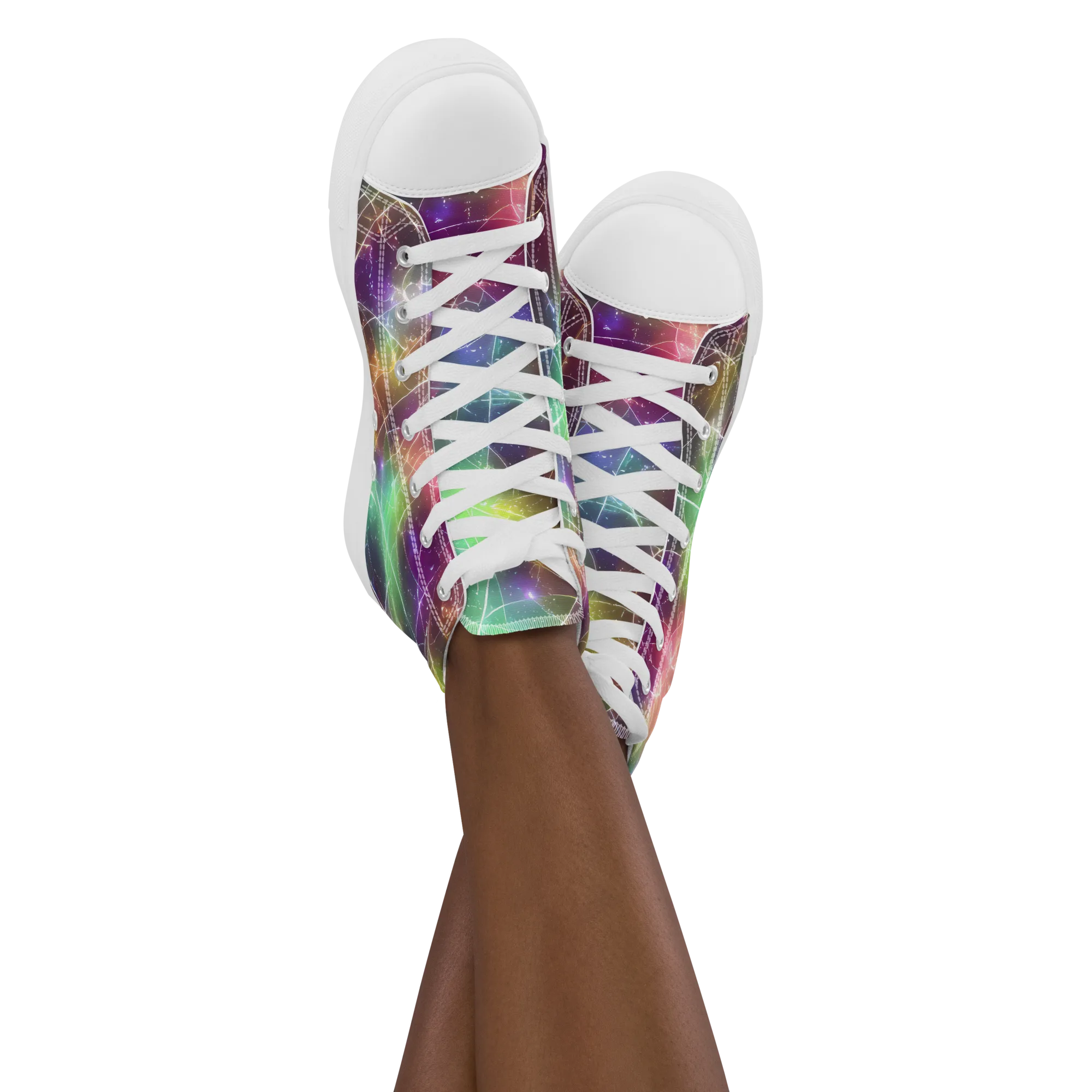 Shattered Starlight on Women's High Top Canvas Shoes — Front
