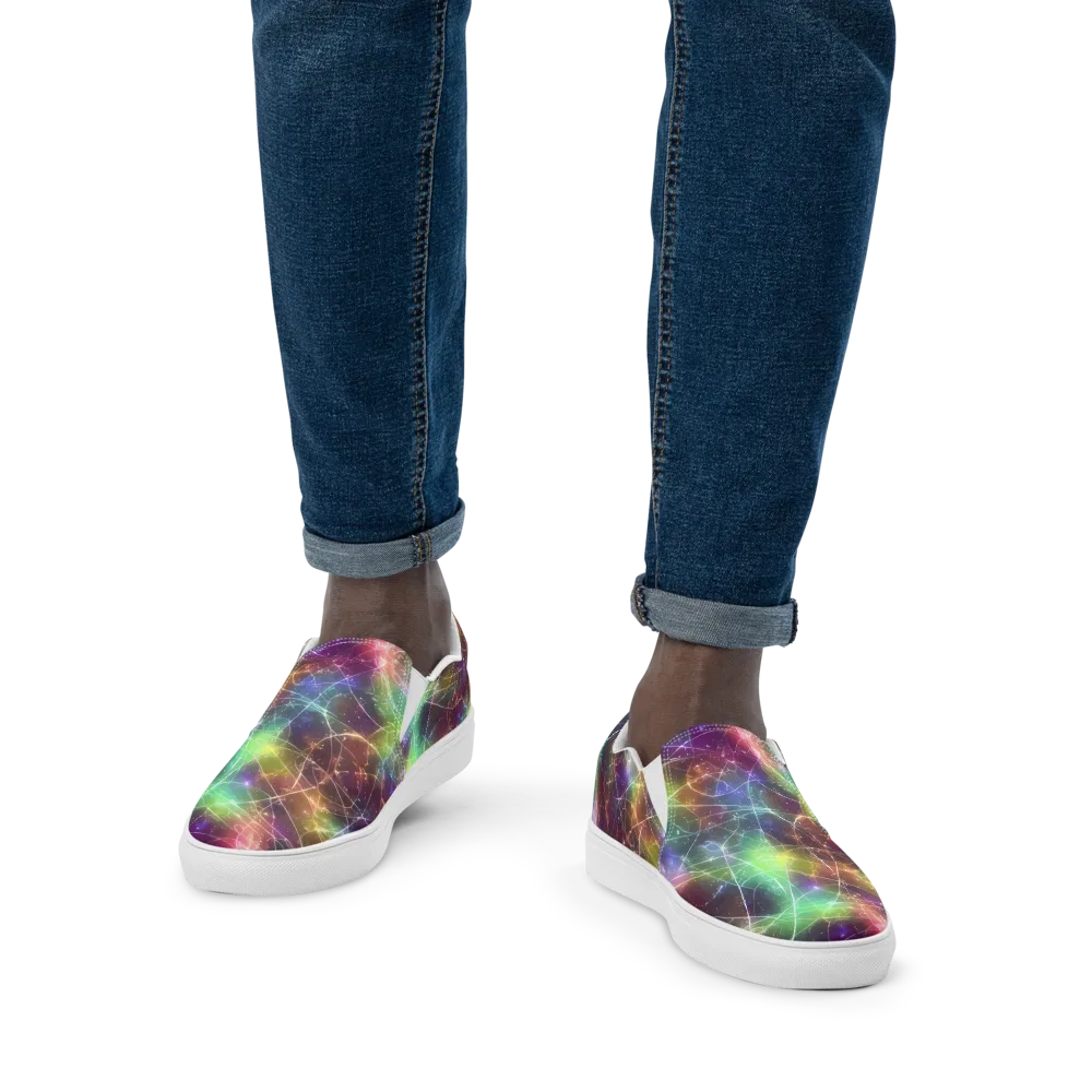 Shattered Starlight on Men's Slip-On Canvas Shoes — Front