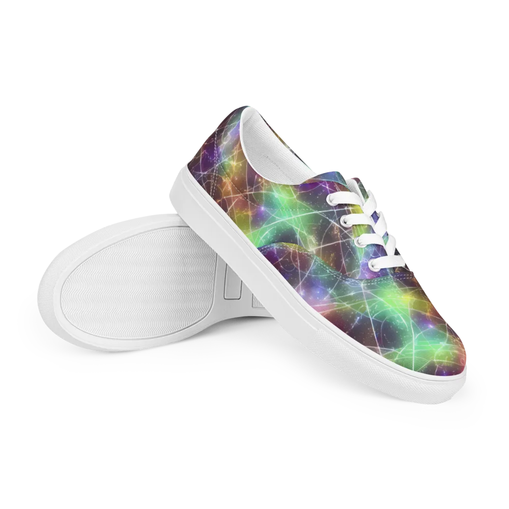 Shattered Starlight on Men's Lace-Up Canvas Shoes — Right Front