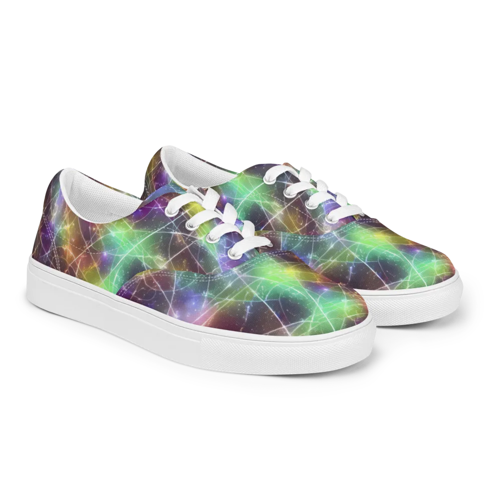 Shattered Starlight on Men's Lace-Up Canvas Shoes — Right Front