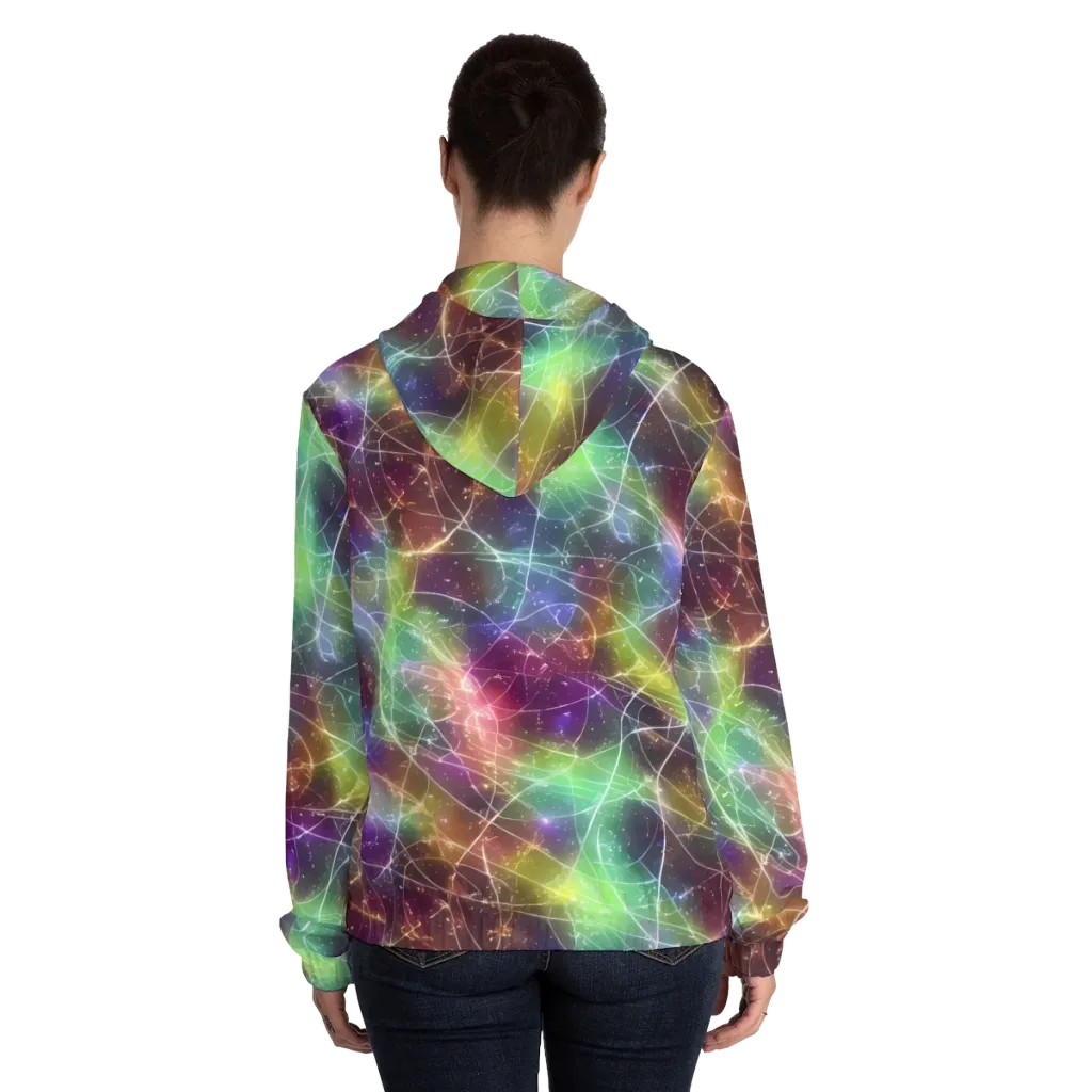 Shattered Starlight on Women's Full-Zip Hoodie — Back On Person