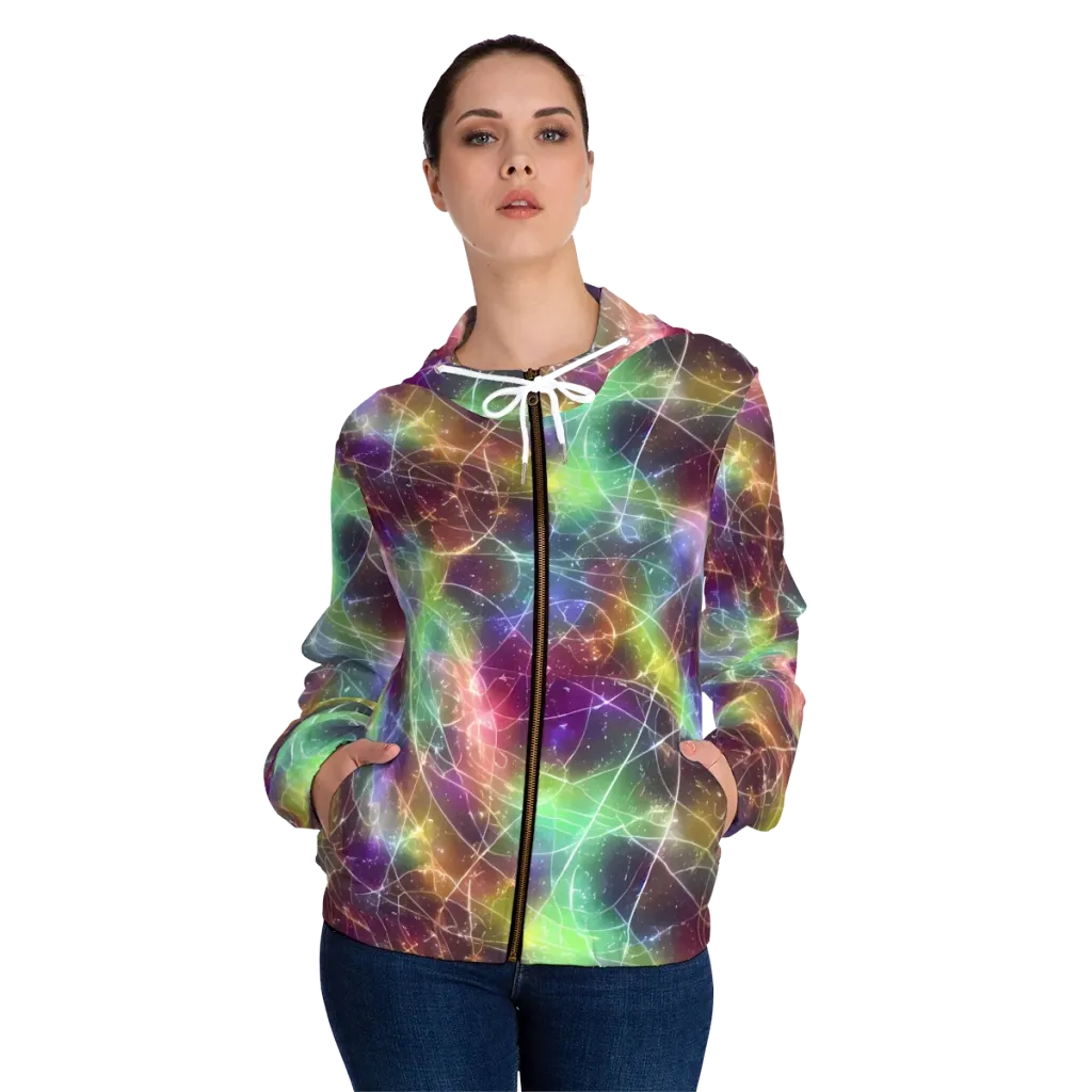 Shattered Starlight on Women's Full-Zip Hoodie — Front On Person