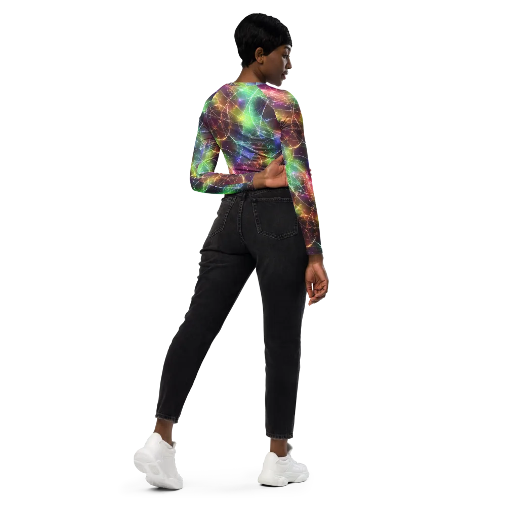 Shattered Starlight on Long Sleeve Crop Top — Right Back
