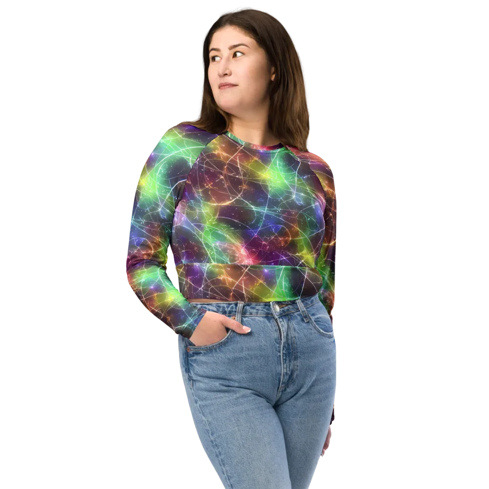 Shattered Starlight on Long Sleeve Crop Top — Front