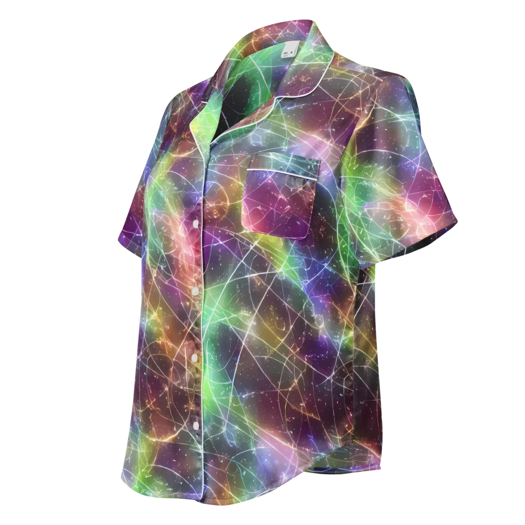 Shattered Starlight on Women's Short Sleeve Pajama Top — Left Front