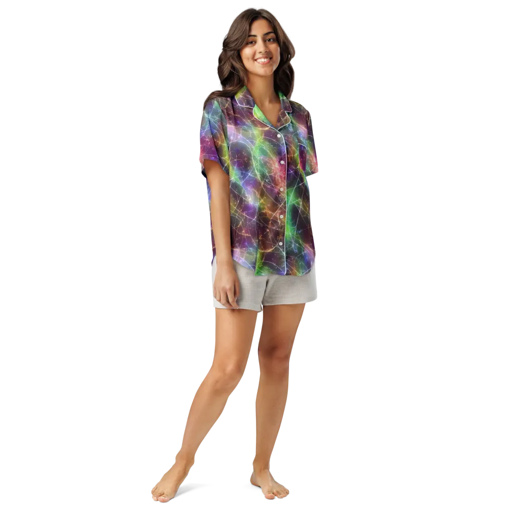 Shattered Starlight on Women's Short Sleeve Pajama Top — Front