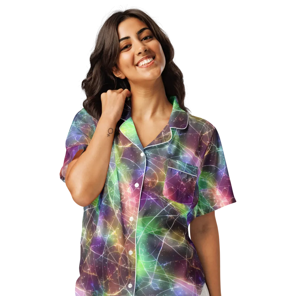 Shattered Starlight on Women's Short Sleeve Pajama Top — Front