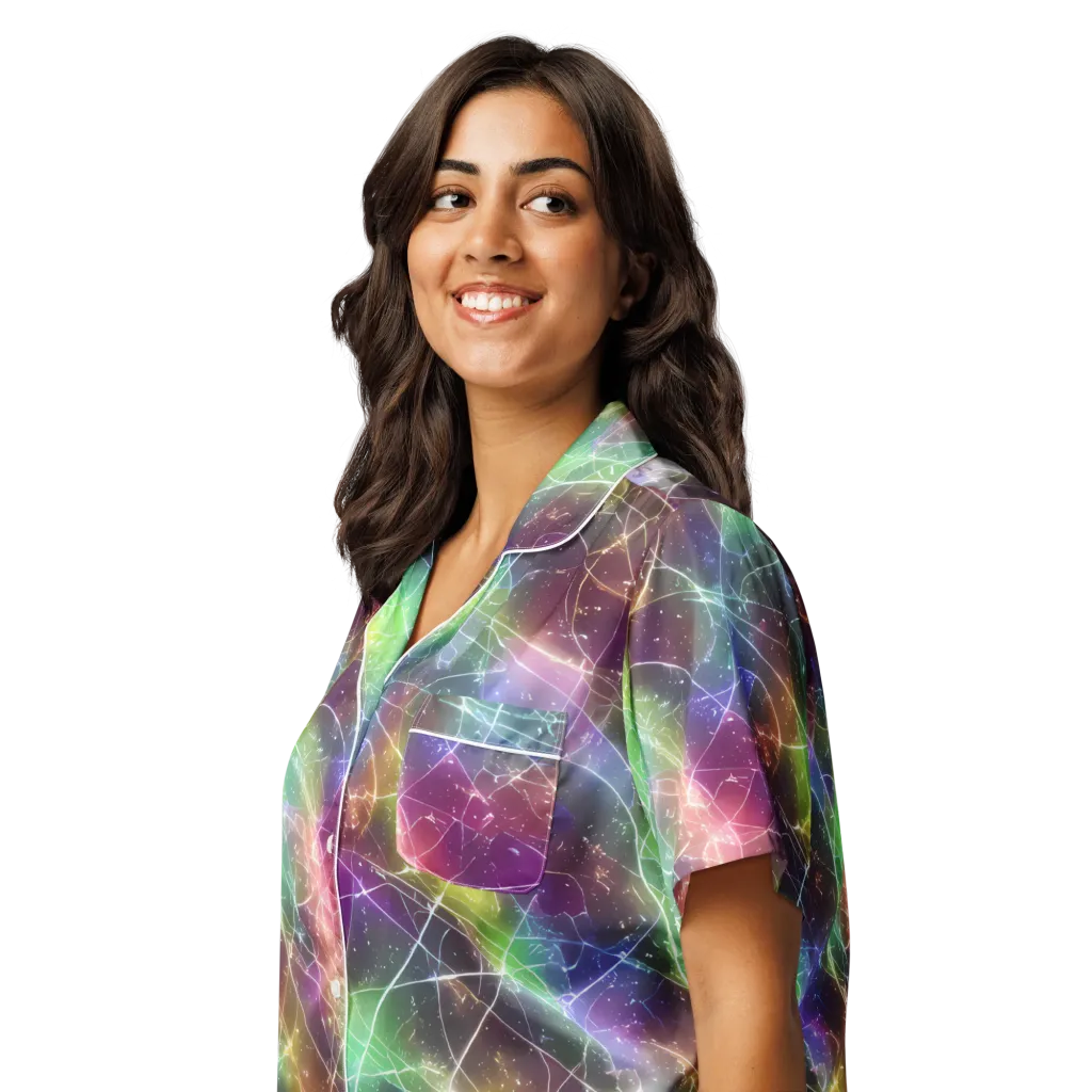 Shattered Starlight on Women's Short Sleeve Pajama Top — Left Front