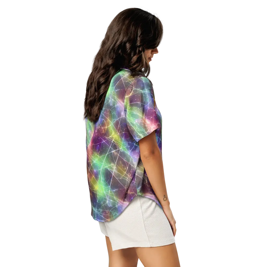 Shattered Starlight on Women's Short Sleeve Pajama Top — Right Back