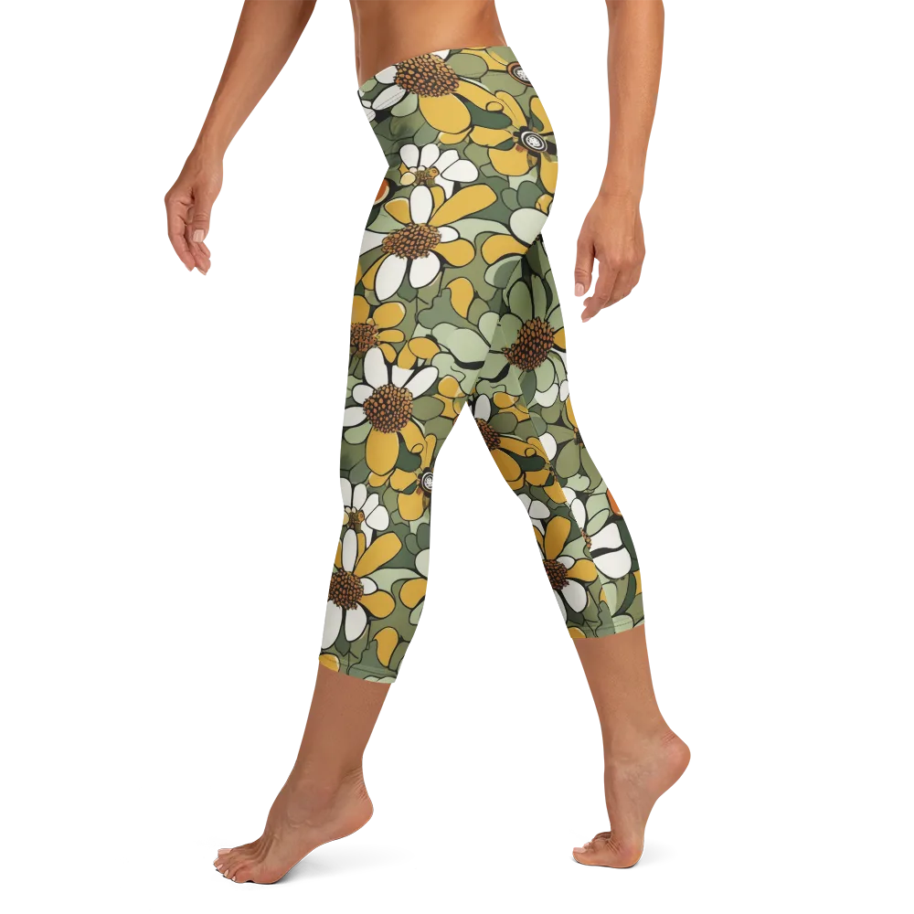 Marigold Menagerie on Capri Leggings — Left