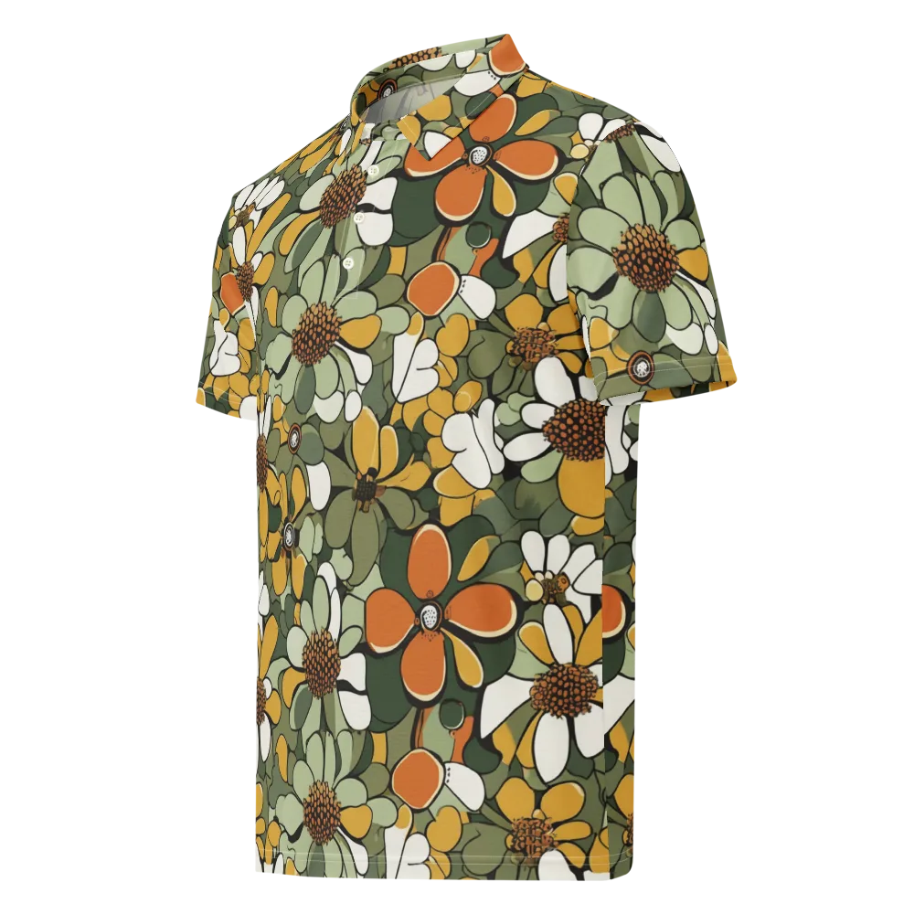 Marigold Menagerie on Men's Slim Fit Polo Shirt — Left Front