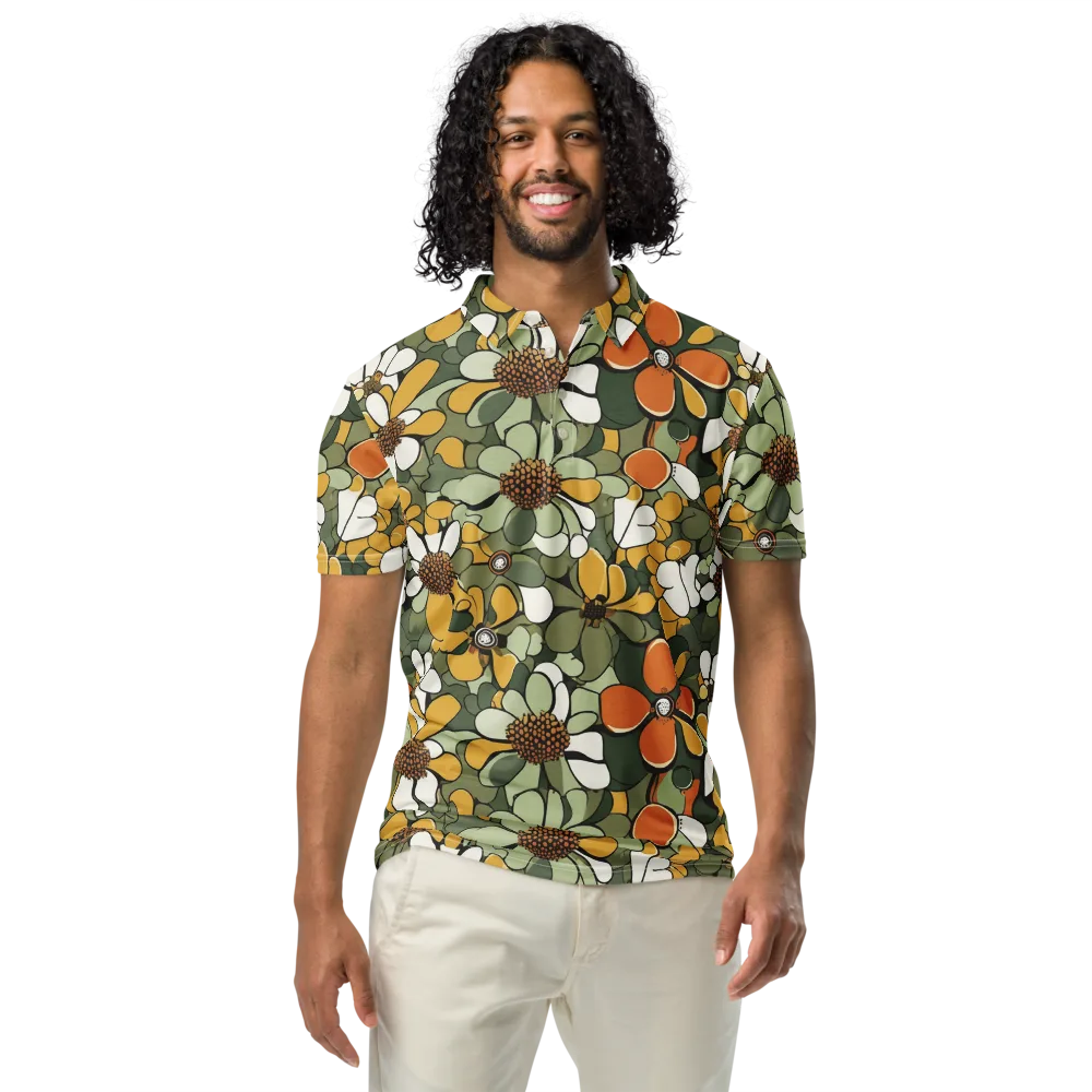 Marigold Menagerie on Men's Slim Fit Polo Shirt — Front