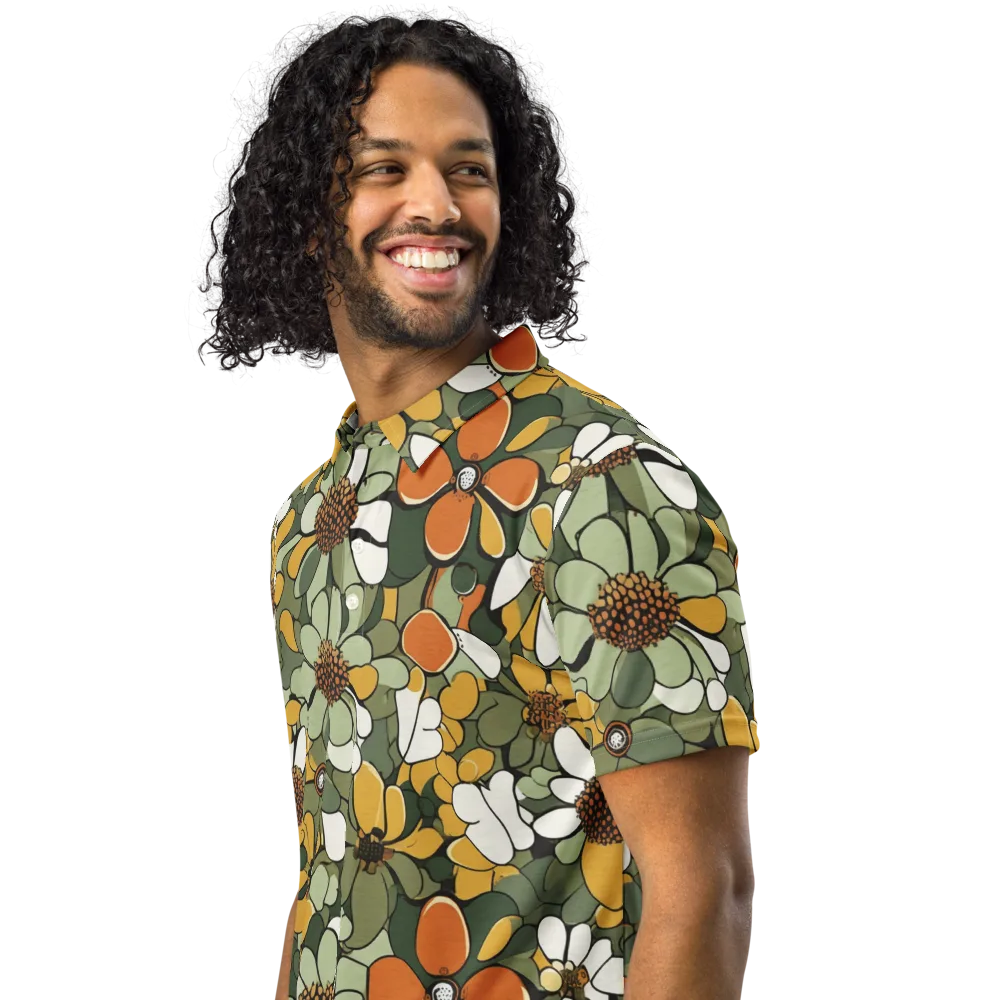 Marigold Menagerie on Men's Slim Fit Polo Shirt — Left Front
