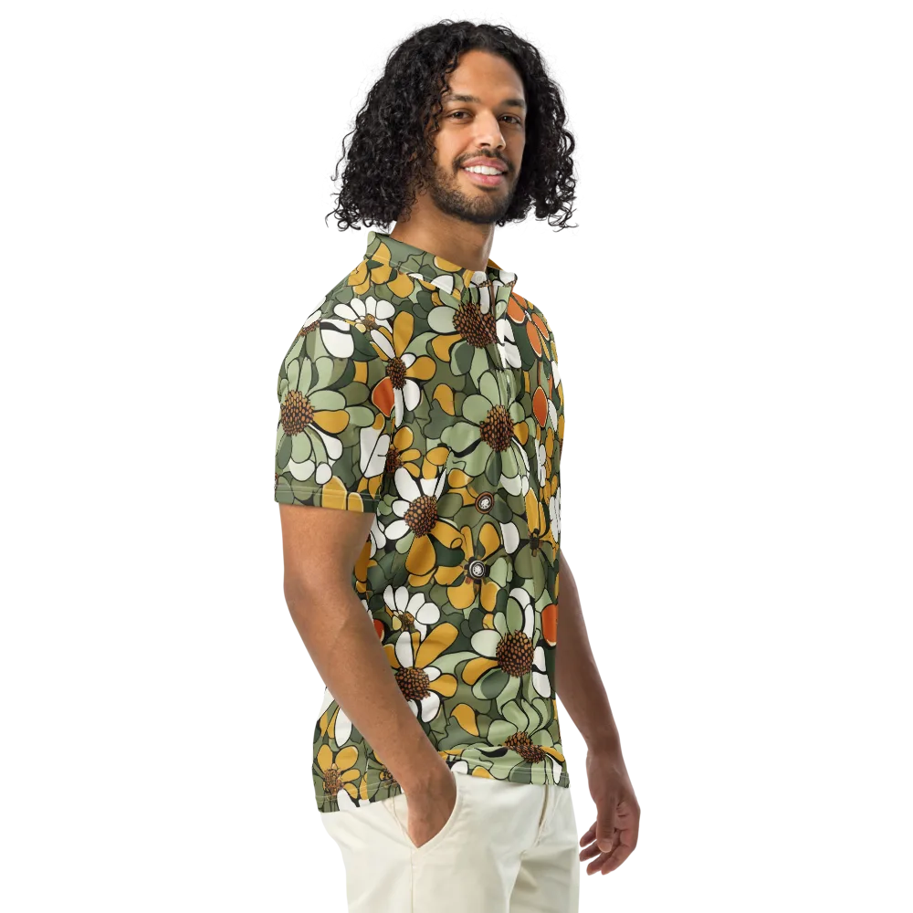 Marigold Menagerie on Men's Slim Fit Polo Shirt — Right Front