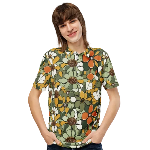 Marigold Menagerie on a Men's Slim Fit Polo Shirt