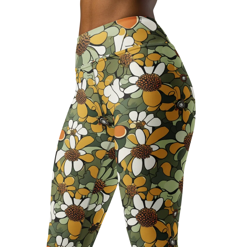 Marigold Menagerie on Yoga Leggings — Left Front
