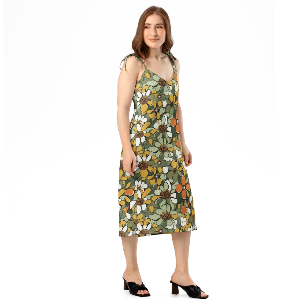 Marigold Menagerie on Slip Dress — Right Front