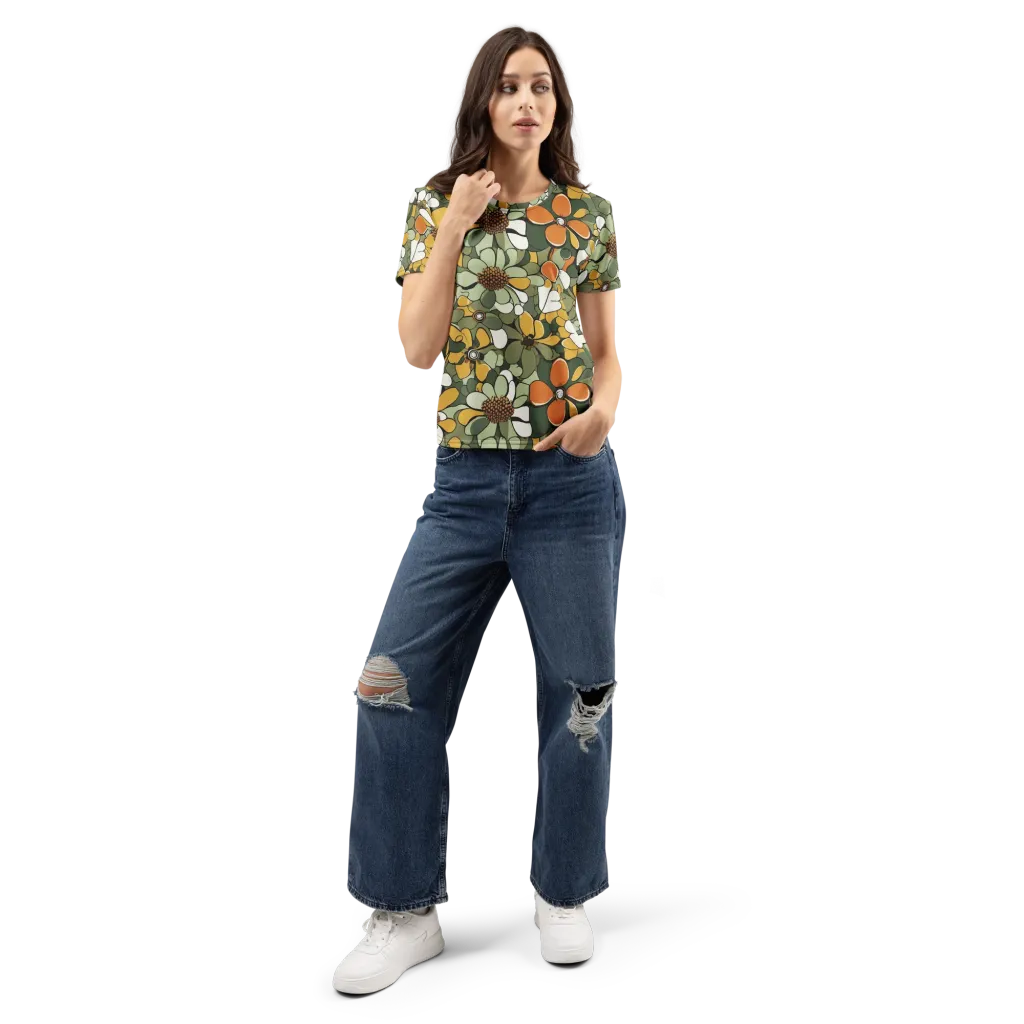 Marigold Menagerie on Women's Crew Neck T-Shirt — Front